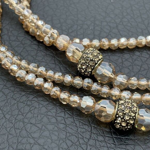 Heidi Daus Necklace Staying In Line Beaded Golden Faceted Multi Color Crystal - Picture 6 of 14